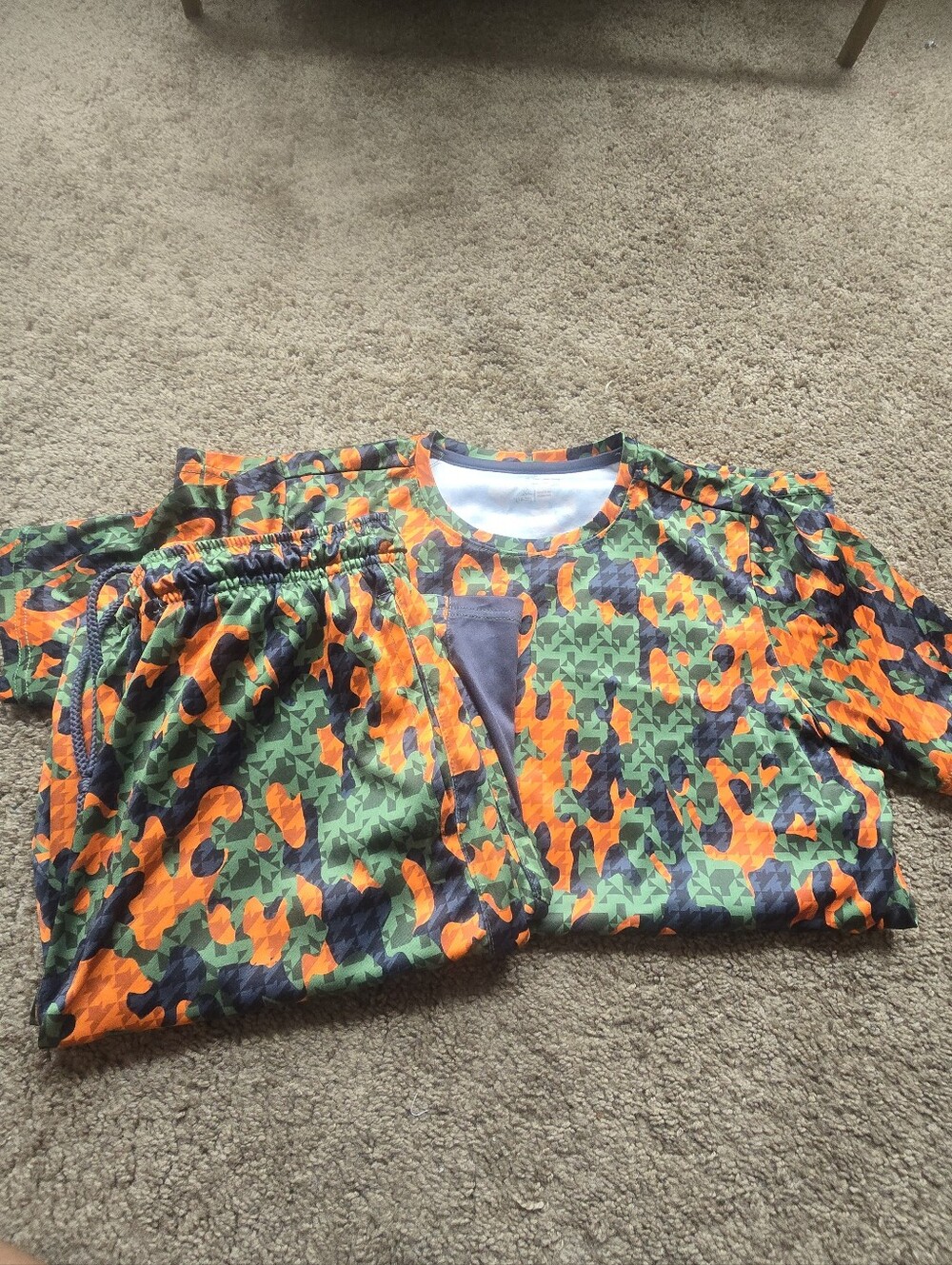 bcg Orange Green Camouflage Kids Matching Set